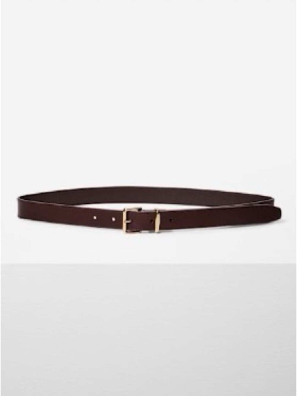 Aritzia Classic Women's Dark Brown Leather Belt with Brass Buckle